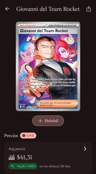 Carta Pokémon Giovanni del Team Rocket