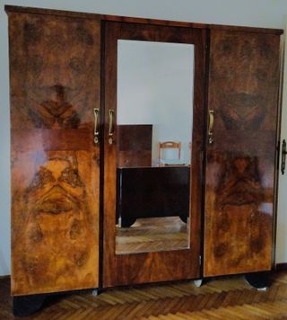 Antico armadio 3 ante radica specchio grande