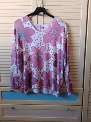 Jersey floral rosa talla única