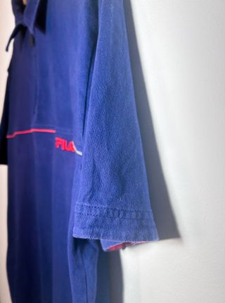 FILA Polo 1/4 Zip azul vintage 90 Y2K retro casual