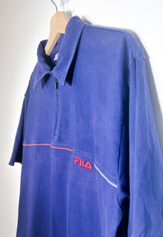 FILA Polo 1/4 Zip azul vintage 90 Y2K retro casual