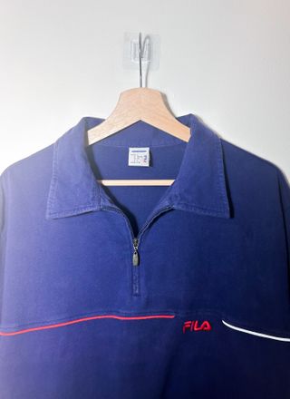 FILA Polo 1/4 Zip azul vintage 90 Y2K retro casual