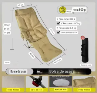 Sillón Reclinable Camping Playa Terraza Beige