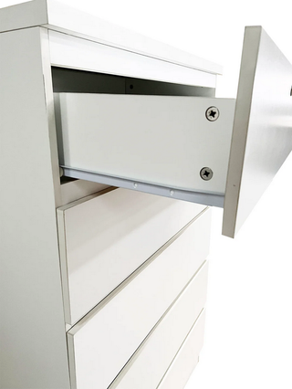 SUPER AMPLIA Cómoda 5 cajones blanca con llave