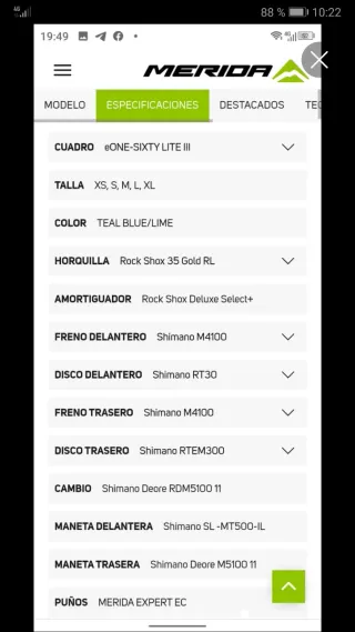 Bicicleta Eléctrica Merida E-One Sixty 500 talla L