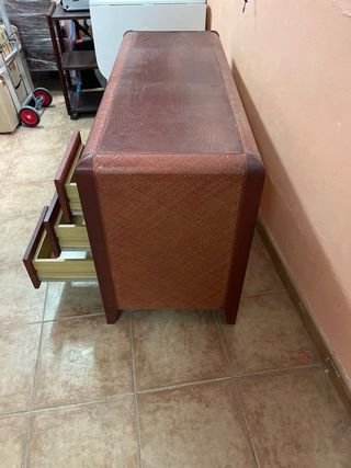 Scrivania vintage in legno e pelle