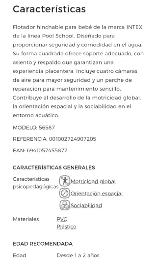 Flotador Bebé Pool School Amarillo