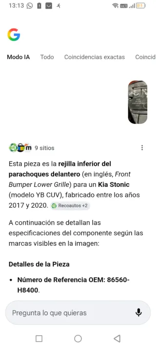 Rejilla Parachoques Inferior Kia Stonic 17-20