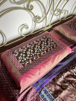 Sari Tradizionale Indiano: Copriletto + 2 Federe