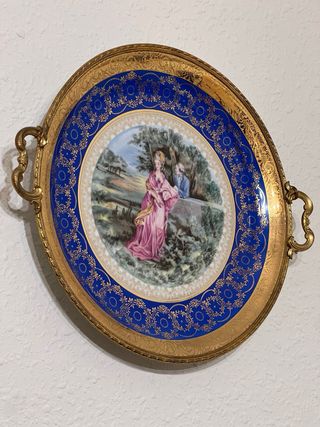 Platos de porcelana antiguos decorado dorado