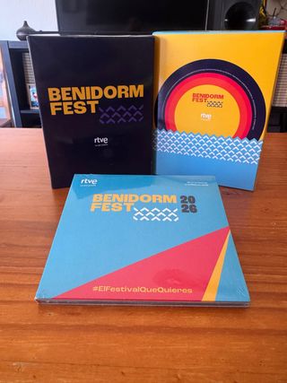 Caja BenidormFest 2026 con disco promocional