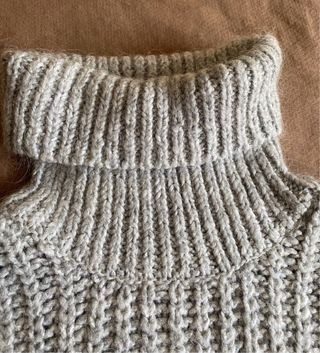 Jersey Esprit lana/alpaca cuello alto gris M