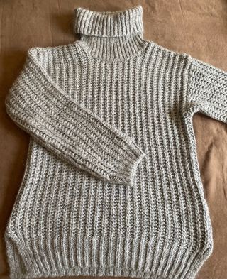 Jersey Esprit lana/alpaca cuello alto gris M