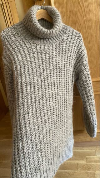 Jersey Esprit lana/alpaca cuello alto gris M