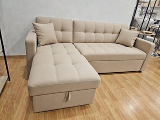 Sofá Cama Beige con Arcón Nuevo