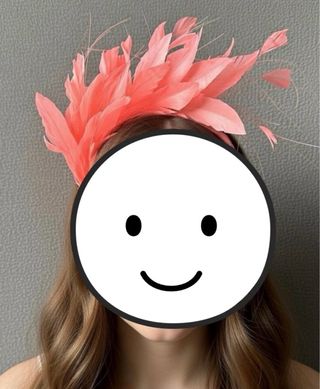 Tocado diadema plumas coral