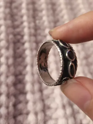 Anillo antiguo plata con piedras azul