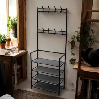 Appendiabiti Scarpiera 4 Ripiani Nero
