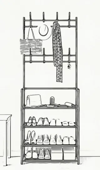 Appendiabiti Scarpiera 4 Ripiani Nero