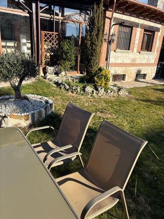 Mesa jardín cristal templado + 4 sillas