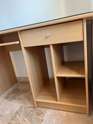 Escritorio madera y cristal con cajón