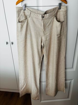 Pantalón H&M algodón lino wide leg