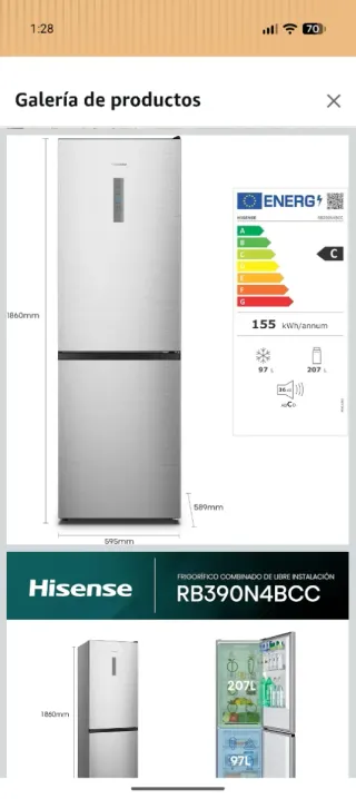 Frigorífico Hisense RB390N4BCC 304L