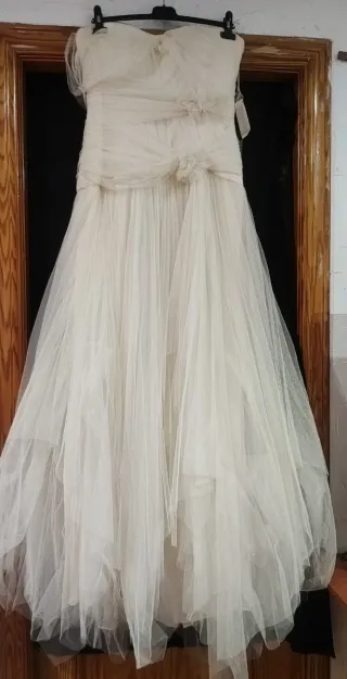 Vestido de Novia Beige/Blanco