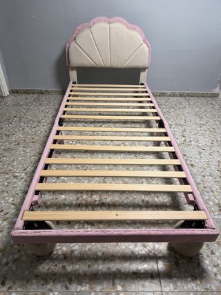 Cama infantil 90x200cm rosa y beige