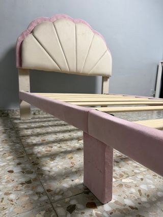 Cama infantil 90x200cm rosa y beige