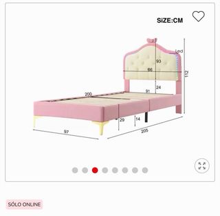 Cama infantil 90x200cm rosa y beige