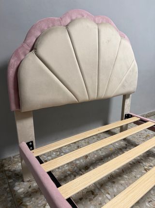 Cama infantil 90x200cm rosa y beige