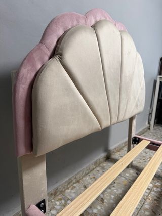 Cama infantil 90x200cm rosa y beige