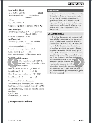 Atornillador Parkside PDSSA 12 A1