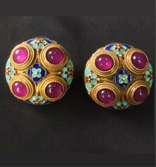 Orecchini retrò smaltati a mano multicolore