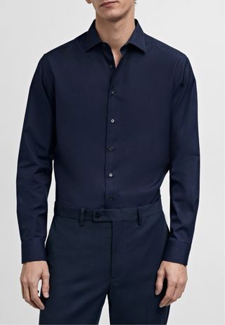 Mango - Camisa traje slim fit algodón popelín.
