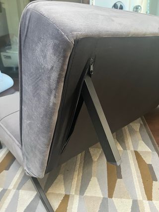 Divano letto in velluto grigio a 3 posti