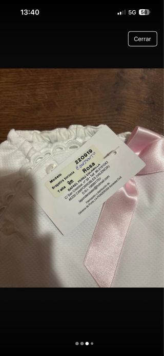 Braguita vestir lazo rosa.