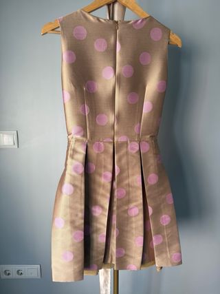 Vestido Mercedes Romero amarillo dorado topos t40