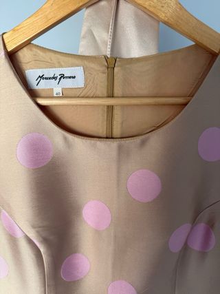 Vestido Mercedes Romero amarillo dorado topos t40