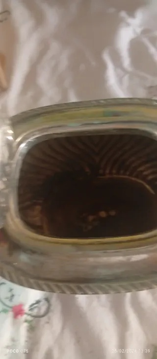 Tetera antigua metal plateado