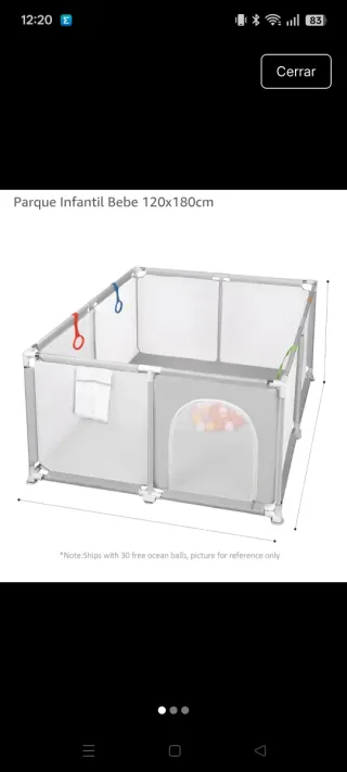 Parque Infantil Bebé 120x180cm