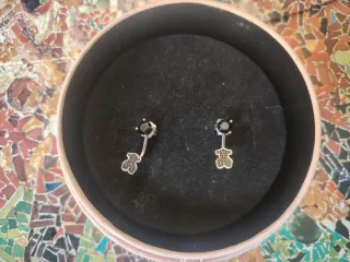 Pendientes Tous Oso Negro y Plata