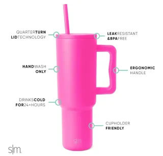 Simple Modern Vaso Térmico Rosa con Asa