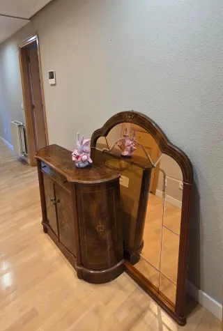 Mueble recibidor con espejo y cajón