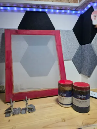 Pantalla Serigrafía , Bisagra y dos tintas