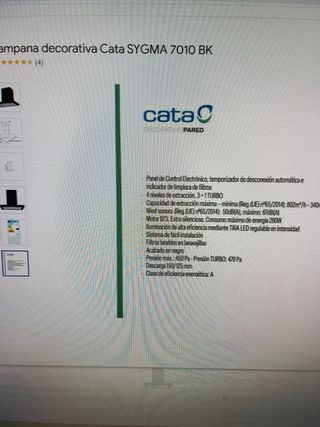 Campana Cata SYGMA 7010 BK Negra 70cm