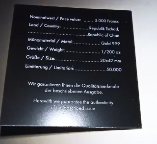 Moneda Oro Puro 24k Nefertiti serie Egipto