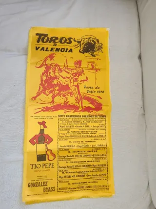 Cartel Toros Valencia Julio 1970 (no es de papel)