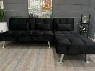 Divano letto nero in velluto